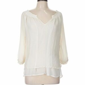 Joie Off-White Sheer Layered V-Neck Tunic